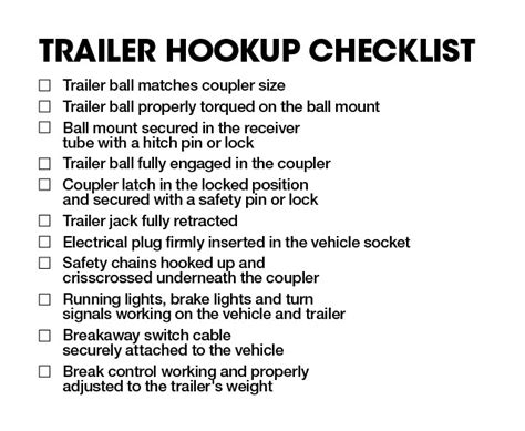 checklist for hooking up a trailer